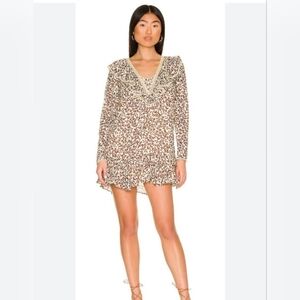 Tularosa Revolve Alicia Mini Dress Priya Camel Floral long sleeve dress size XS